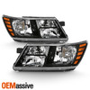Fits 2009-2020 Dodge Journey w/ Black Trim Headlight Driver+Passenger Side Pair