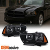 Fit 2011-2014 Dodge Charger R/T SE SRT8 Black Smoked Headlights Replacement