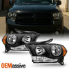 Fits 2011-2013 Dodge Durango Halogen Black Headlights Driver+Passenger Side Pair