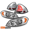 Fits 06-13 Impala Chrome Clear Headlights Replacement + Clear LED Tail Lights