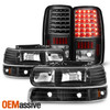For 00-06 Suburban 1500/2500 Tahoe Black Headlights+Bumper Signal+ LED Tail Lamp
