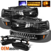 Fits Black 99-06 Silverado Suburban Headlights +LED Bumper Signal+Smk Fog Lights