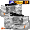 Fits 99-06 Silverado Suburban Tahoe Crystal Headlights +LED Bumper Signal Lights