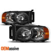 For 2002-2005 Dodge Ram 1500/2500/3500 Black Headlights+LED Tail Brake Lamp Pair