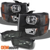 Fits 07-13 Silverado Black Headlights Replacement + Smoke Fog Light w/Switch