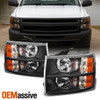 Fit 07-14 Silverado Black Headlights Headlight Lamp Set Aftermarket 2007-2014