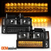 Fits 1994-1998 C10 C/K Suburban Silverado Smoked Headlights + LED Bumper Lamps