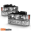 For 94-99 C/K 1500/2500/3500 Suburban Tahoe Chrome Headlights+Corner+Bumper Pair