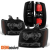 Fit Black Smoked 07-14 Suburban Tahoe Headlights Lamps+LED Tail Brake Lamp