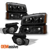 For 03-06 Silverado Avalanche 07 Classic Smoked Headlights+ LED Clear Fog Lights