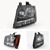 Fits 2007-2014 Suburban Tahoe Avalanche Clear Len Black Headlight+Smoke Fog Lamp