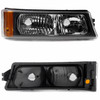 Fits 03-06 Silverado 03-06 Avlanche Blk Headlights +Bumper Signal+ LED Fog Light