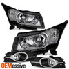 Fit 2011-2014 Chevy Cruze LS/LT/LTZ Clear Headlights + Fog Lights Replacement