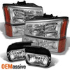 Fits 03-06 Silverado 03-06 Avlanche Crystal Headlights +Bumper Signal+Fog Light