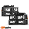 For 1994-1998 C/K 1500/2500/3500 Tahoe Suburban Black Headlights + LED Tail Lamp