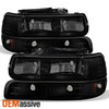 Fit 99-02 Chevy Silverado 00-06 Tahoe Suburban Black Smoked Headlights+Bumper