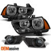 For 2011-2014 Dodge Charger Halogen Black Headlight + Smoke Bumper Fog Lamp Pair