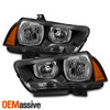 For 2011-2014 Dodge Charger Halogen Black Headlight + Smoke Bumper Fog Lamp Pair