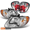 Fit 2001-2007 Dodge Caravan Chrome Amber Headlights + Rear Tail Lights Brake