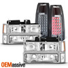 For 1994-1998 C/K 1500/2500/3500 Tahoe Suburban Chrome Headlights+ LED Tail Lamp