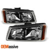 For 2003-2006 Silverado Avalanche 07 Classic Black Headlights + LED Bumper Lamp