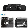 For 99-02 Silverado 1500/1500HD/2500/2500HD/3500 Black Headlights+LED Tail Lamp