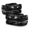 For 1999-2002 Chevy Silverado 00-06 Suburban Tahoe Black Headlights+ Bumper Lamp