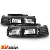 For 1999-2002 Chevy Silverado 00-06 Suburban Tahoe Black Headlights+ Bumper Lamp
