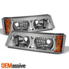 For 2003-2006 Silverado Avalanche Chrome Bumper Fog Lights + Signal Lamps Pair