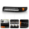Fits 99-02 Silverado 00-06 Tahoe Suburban Black Amber LED Bumper Signal Lights