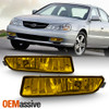 Fits 2002-2003 Acura TL TYPE-S Replacement Bumper Yellow Fog Lights Lamp W/Bulbs