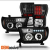 Fits 2007-2013 Tundra Black Halo Projector LED Headlights + Black LED Tail Lamp