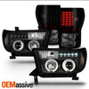 Fits 2007-2013 Tundra Black Halo Projector LED Headlights + Smoke LED Tail Lamp