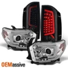 Fits 14-21 Tundra Clear Tube DRL Projector Headlight& Black Smoked LED Taillight