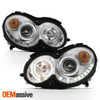 Fits 03-09 Benz W209 Clk Class Halo Projector Headlights +DRL Daylight LED Strip