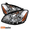Fits 02-04 Altima Chrome Clear Dual Halo Projector DRL LED Strip Headlights Lamp