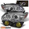 Fits 09-10 Corolla DRL LED Clear Projector Headlights+Yellow Fog Lamps W/Switch