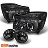 Smoked Fits 04-15 Titan 04-07 Armada Halo Projector LED Headlights +Fog Lamp Set