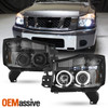 Fits 2004-2015 Titan 04-07 Armanda Smoked Halo Projector LED Headlights LH/RH