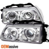 Fits 88-89 Honda Civic Crx Chrome Clear Halo Projector Headlights Set Left+Right