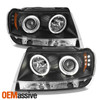 Fits 99-04 Jeep Grand Cherokee Black Bezel Dual Halo Projector LED Headlights