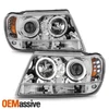 Fits 99-04 Jeep Grand Cherokee Clear Dual Halo Projector LED Headlights Lamp Set