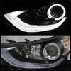 Fits 11-13 Elantra DRL Daylight LED Strip Projector Halo Black Headlights Lamps