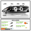 Fits 03-06 Mazda 6 Black Halo DRL LED Strip Projector Headlights W/Built-In Fog