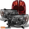 Fits 05-08 Tacoma Truck Smoked Halo LED Projector Headlights+Dark Red Tail Light