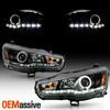 Fits Black 08-17 Lancer Evo X Cz4A Halo DRL Projector Headlights*Fits HID-D2S*