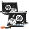 Fits 97-00 Toyota Tacoma Pickup JDM Black Dual Halo Projector LED Headlights Set
