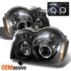 Fits 05-07 Jeep Grand Cherokee Black Bezel Dual Halo Projector LED Headlights