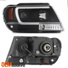 Fits 1999-2004 Jeep Grand Cherokee Black Full LED DRL Tube Projector Headlights