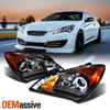 Fit 2010-12 Genesis Coupe 2DR Halo Projector Black Headlights W/Daytime LED DRL